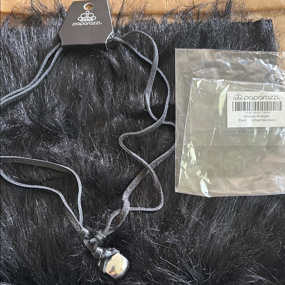 Paparazzi Black Velvet Necklace with Silver Pendant